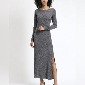 Ottod Ame Essence‎ Maxi Dress Women’s 4 Black Metallic Evening SideSlit